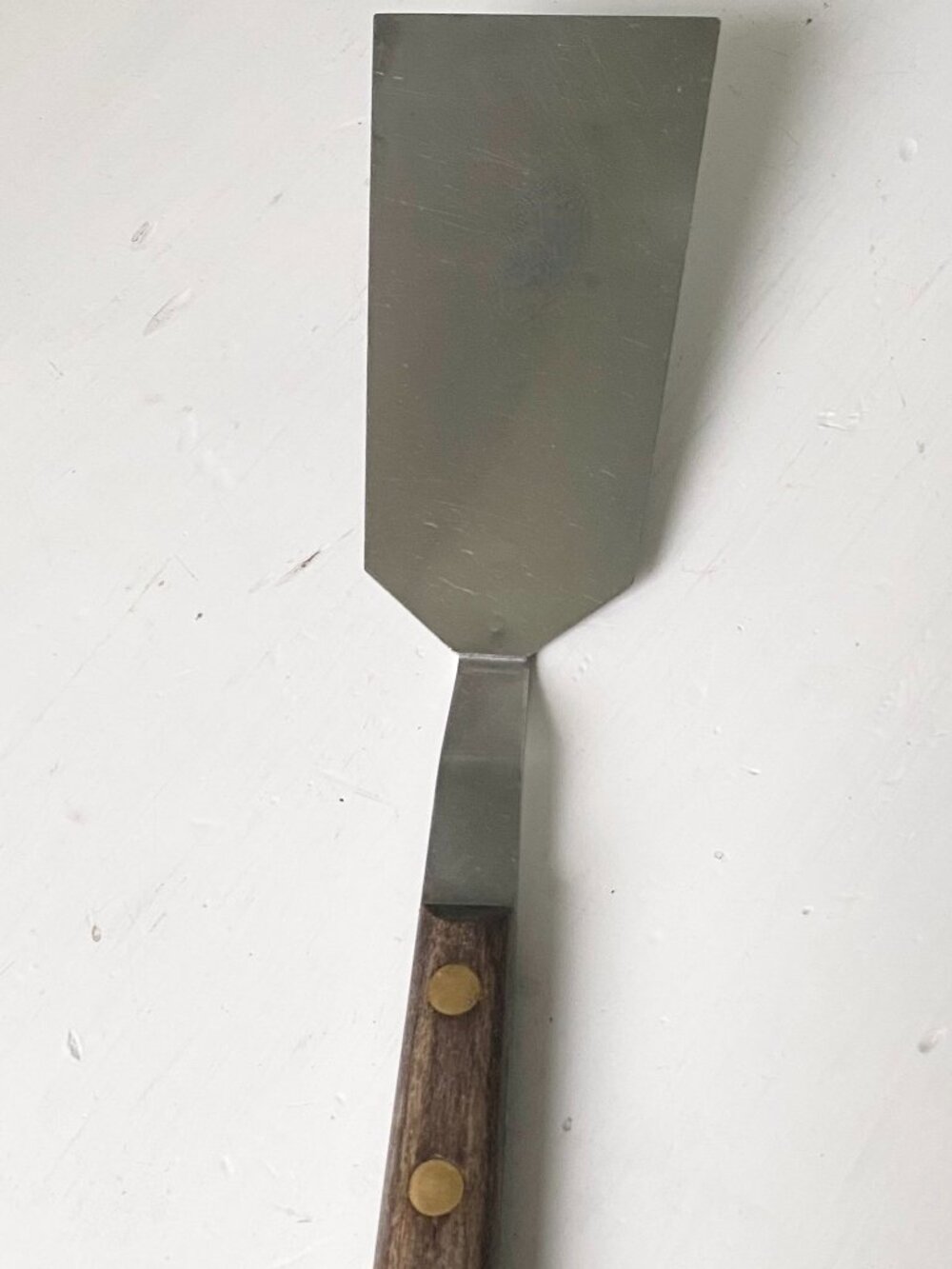 Vintage Spatula Made in France Stainless Steel Wooden Handle French Cookware